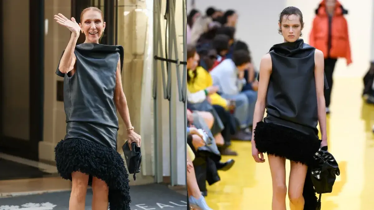 Céline Dion Turns Heads in Paris in Dramatic Black Leather Loewe Gown